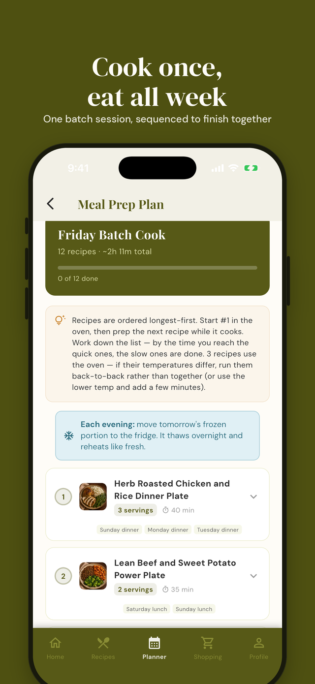 Prepwell app screenshot: Batch prep